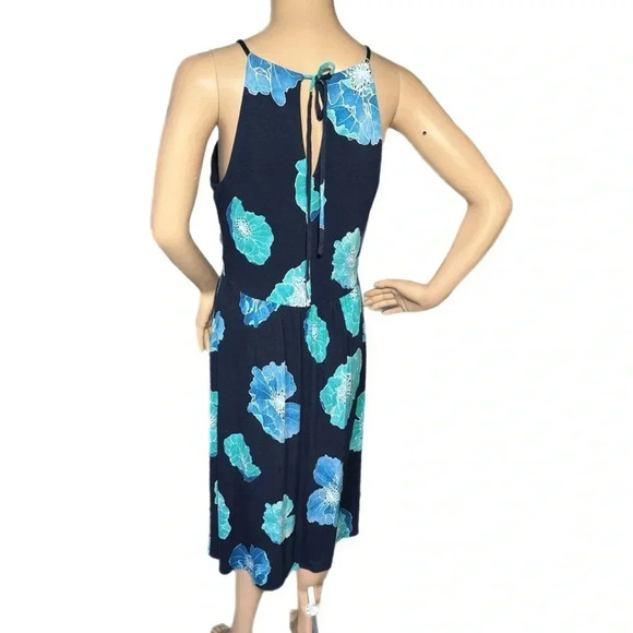 Ann Taylor LOFT Navy Floral Midi Halter Dress Size Small Sleeveless Sundress - Picture 5 of 9